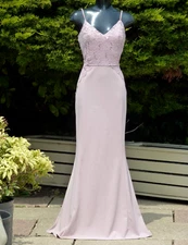 QUIZ Dusky Pink Lace Sequin Maxi Dress Size 12 Evening Wedding Cocktail PROM 2
