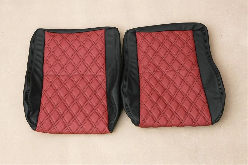 Fundas de asiento Honda Prelude 97-01 cuero real hechas a medida con patrón de diamante Foto 3 de 3