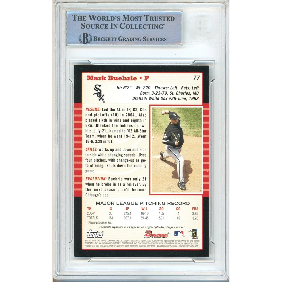 Подписанная карточка Марка Бюрле 2005 Bowman No77 MLB с автографом Beckett BAS Slabbed White Sox - Изображение 2 из 4