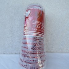 Roll Holiday 6"x5 yd Decorative Mesh Rolls-White  Red Thread-Christmas/Valentin
