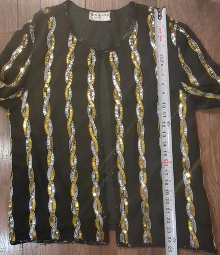 Vintage Royal Feelings Sequin Silk Lined Embellished Beaded Womens Jacket Sz XL - Picture 12 of 19