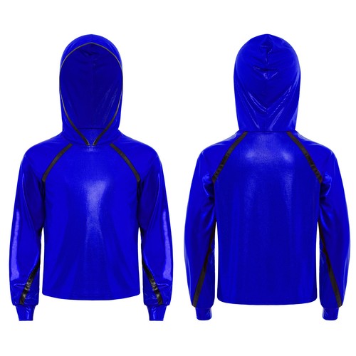 Kids Girls Shirt Street Jacket Long Sleeve Pullover Metallic Sweatshirts Dance - Picture 27 of 34