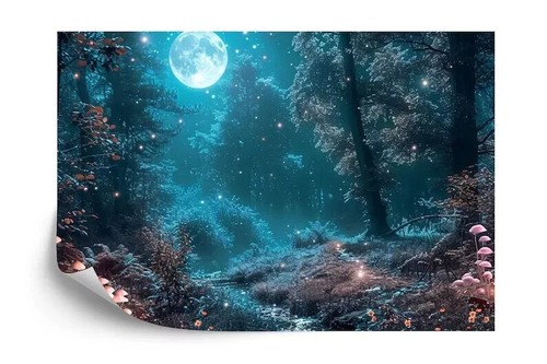 Magical Enchanted Forest at Moon Wallpaper Mural Removeable Washable Peel-Stick - Picture 7 of 11