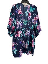 LINEA DONATELLA Intimates Multicolor 3/4 Sleeves Floral Robe Size LXL