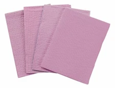 Tidi 917466 Dental Patient Bibs 2+1 Ply Paper Poly 13" X 18" Mauve 500/Cs
