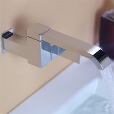 Square Bathtub Tub Spout Filler with Handle Adjustable Basin Faucet Wall Mount