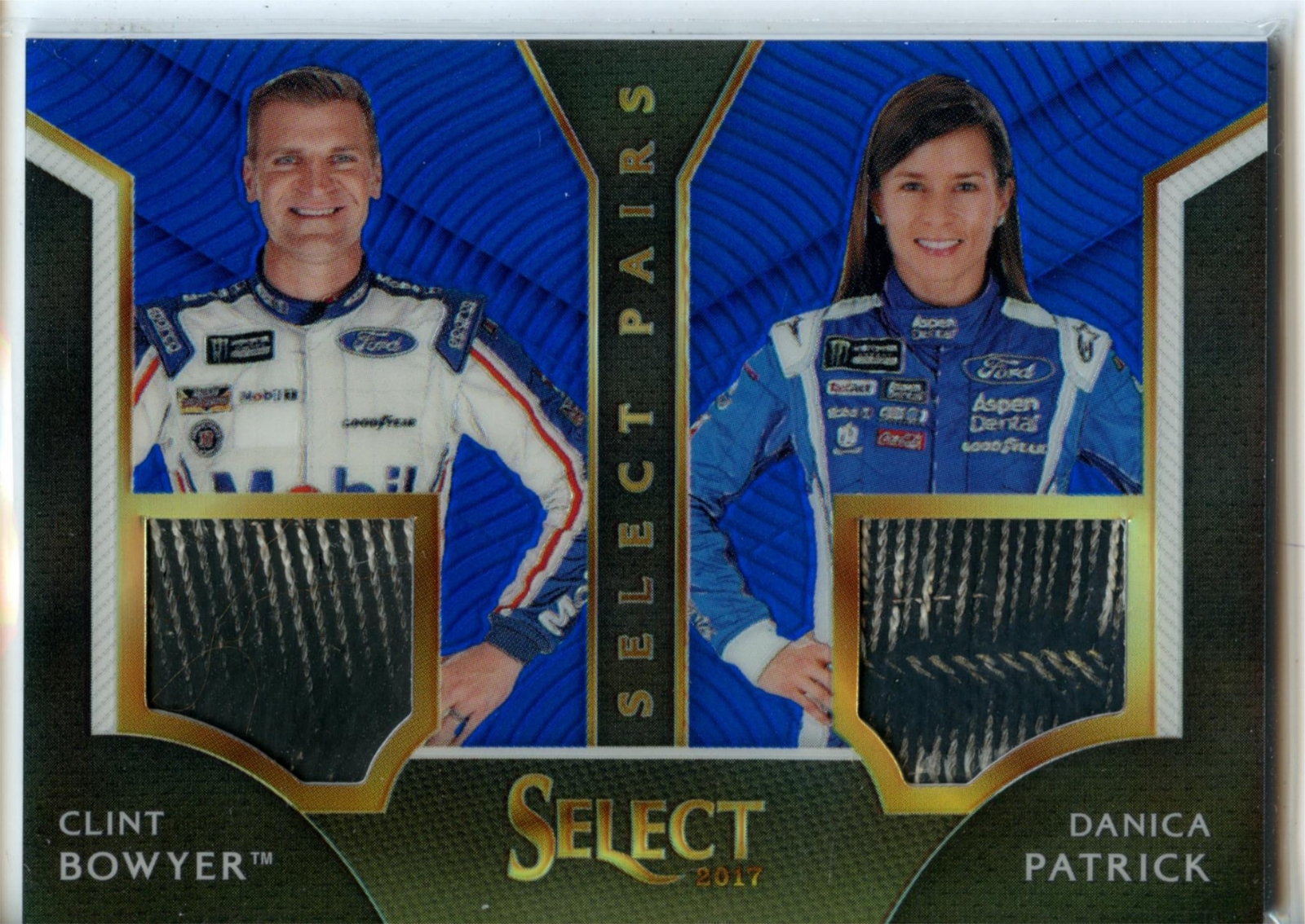 2017 Panini Select NASCAR Pairs DUAL BLUE Clint Bowyer / Danica Patrick #162/199
