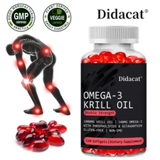 Antarctic Krill Oil Omega 3 1000mg, With Astaxanthin, Supports Brain Health