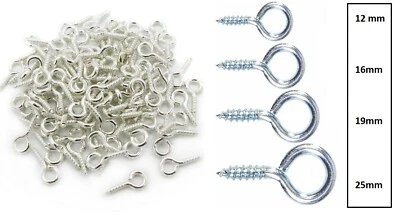 SISI UK SMALL STEEL SCREW IN EYE HOOKS 14,16,19mm Metal/Wood/Thread/Twist/Ring/Loop/Hoop