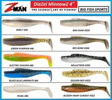 Z-Man DieZel MinnowZ 4 inch Soft Paddle Swimbait PICK YOUR COLOR NEW! (5 PACK)
