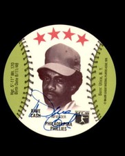 Dave Cash Signed 1976 Towne Club Pop Center Disc Philadelphia Phillies Autograph