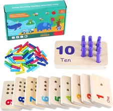 Gserin Wooden Counting Numbers Peg Board for Kids, Montessori Math Toy Medium