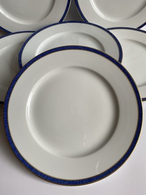 ROSENTHAL Classic Rose Porcelain Set of 6 Blue Gold Trim Dinner
