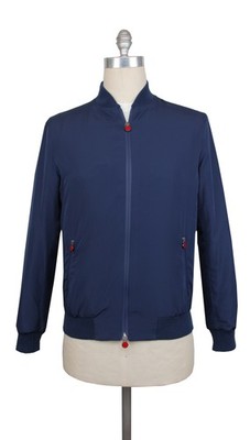 Kiton Blaue Polyester Einfarbige Bomberjacke - 38/48 - (KT1019234)