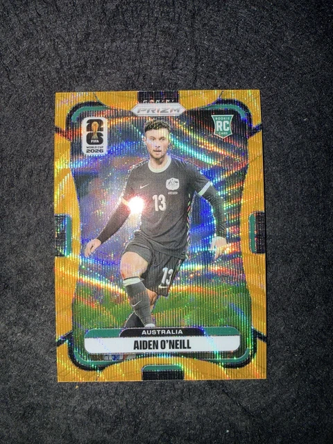Aiden O'Neill 2026 Prizm FIFA World Cup RC #139 Gold Wave 10/10
