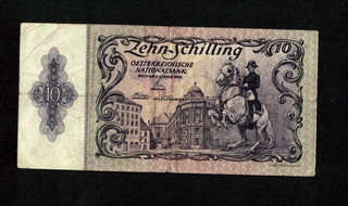 ÖSTERREICH ALTE BANKNOTE 10 SCHILLING 1950 2. AUFLAGE GEBRAUCHT