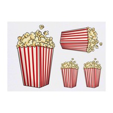 4 x 'Popcorn' Temporary Tattoos / Transfers TO00014823 