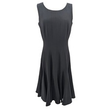 Calvin Klein LBD Fit Flare Midi Dress Black Sleeveless Minimalist cocktail work