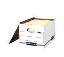Bankers Box Basic Duty Letter/Legal File Storage Box with Lids, 10 Pack, White
