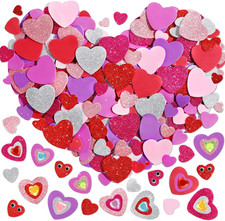 864 Pcs Valentines Foam Heart Stickers, Self Adhesive Glitter Heart Shaped Stick