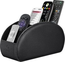 Fintie Remote Control Holder, 5 Compartments Vegan Leather TV Remoter Black