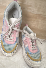 Nicole Miller Colorblock Lace Up Sneaker Lightweight Multicolor Geometric 9-9.5