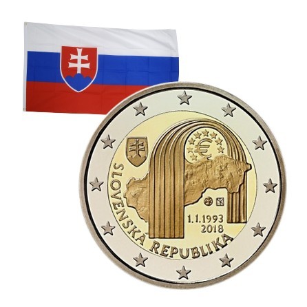 2 Euros commémorative Slovaquie 25 ans République Slovaque 2018