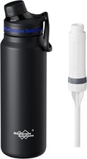 Membrane Solutions C3 Filtered Water Bottle, 32oz Stainless Steel Water Bottle