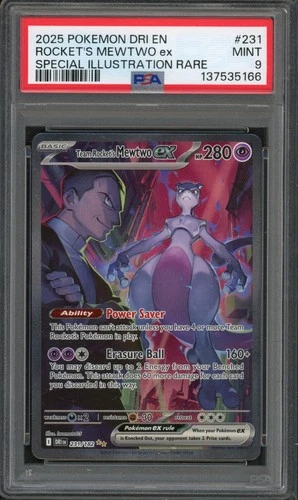 Pokemon PSA 9 Mint Destined Rivals SIR Team Rocket's Mewtwo EX 231/182