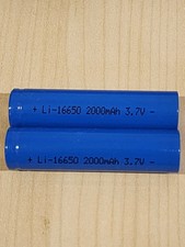 2 pc blue 16650 Rechargeable BATTERY 3.7v 2000mAh Li-ion Flat top New