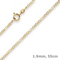 1,9Mm Figarokette Diamantiert Kette Collier Halskette Aus 585 Gold Gelbgold 55Cm