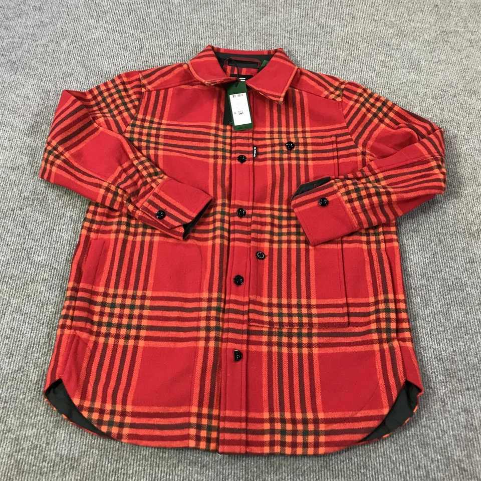 G-Star RAW Shirt Jacket Women Medium Red Plaid Naval Overshirt Wool Blend D20104 - Image 2 of 4
