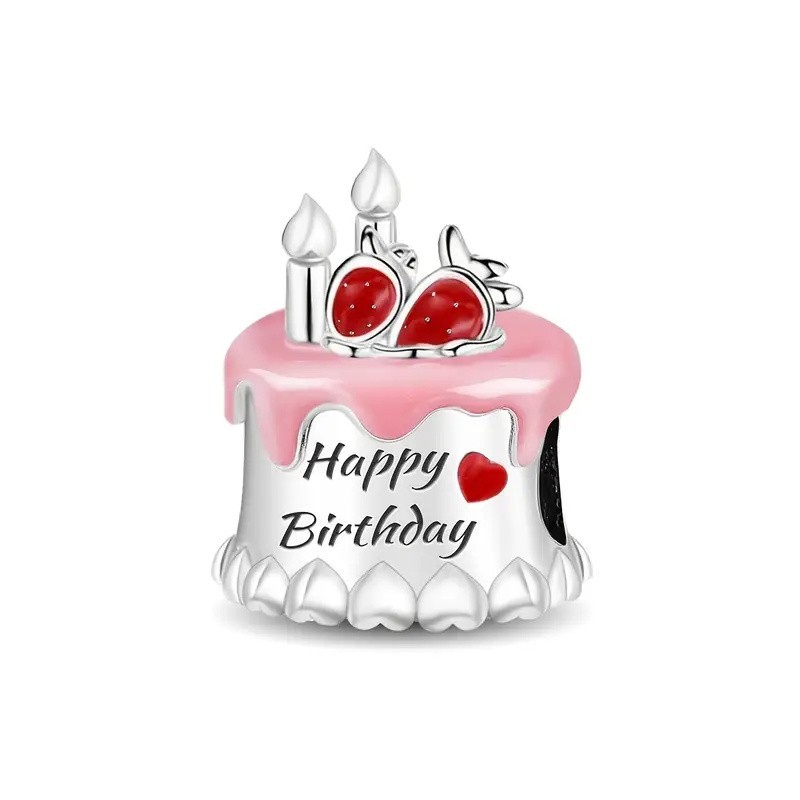 Birthday Cake Charm For Bracelets S925 Sterling Silver