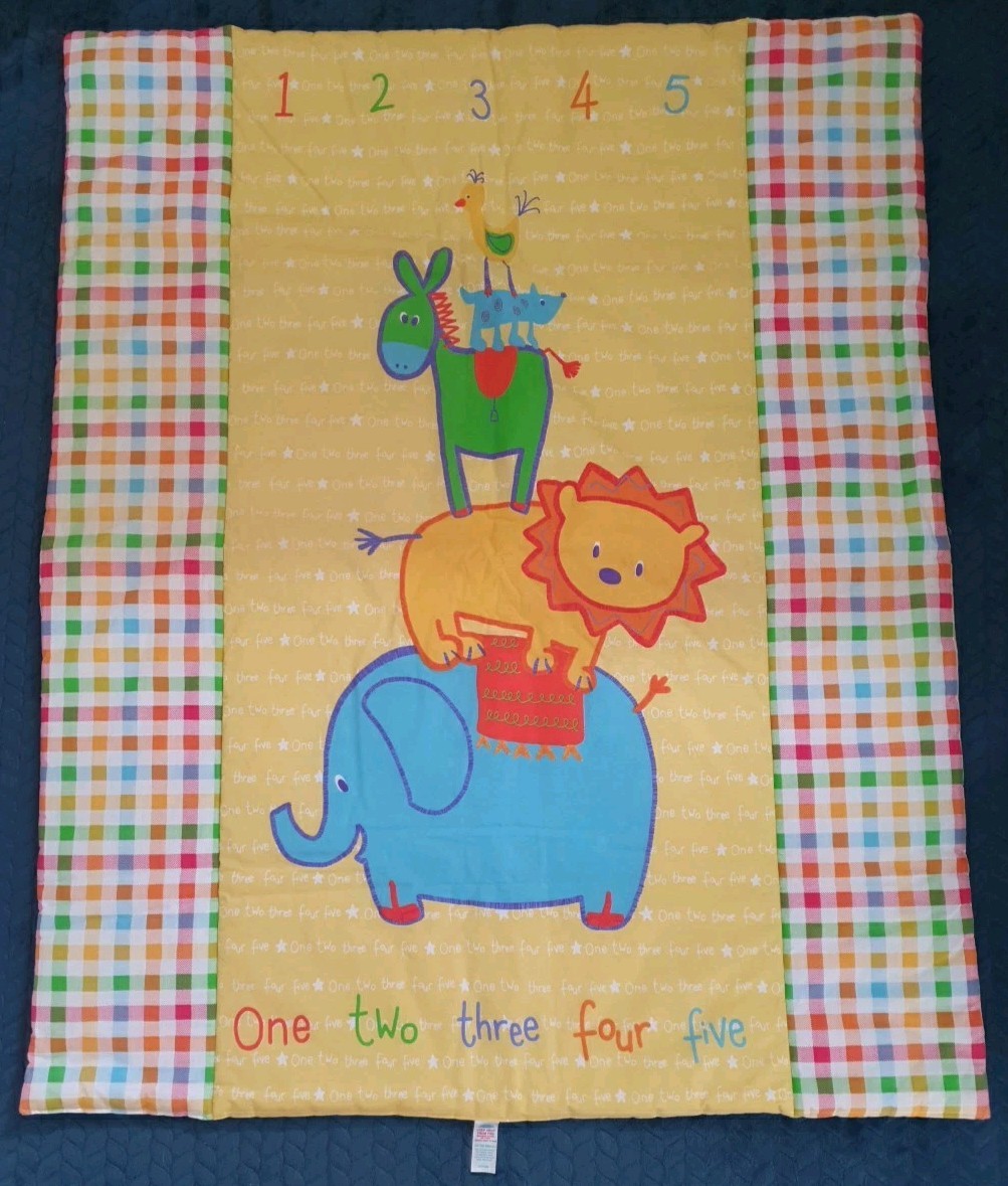 Trapunta culla vintage Mothercare 1 2 3 4 5 leone elefante asino 6029966 coperta