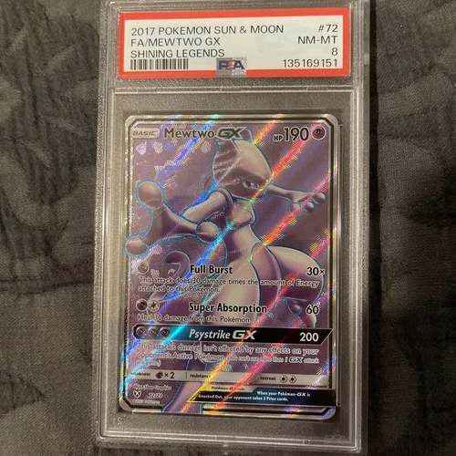 PSA 8 Mewtwo GX #72 2017 Sun & Moon Shining Legends