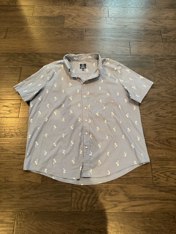George Mens 3XL 54-56 Blue Tropical Palm Tree Button Up Shirt