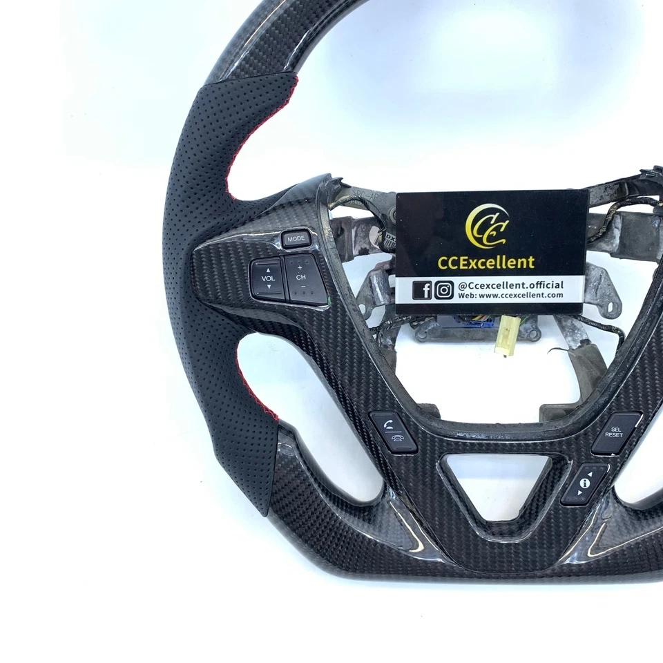 Volante de fibra de carbono brillante para Acura MDX 2007-2013/sin molduras ni botones Foto 4 de 4