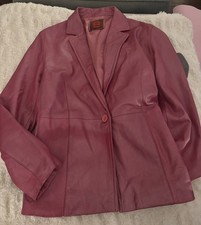 Vintage Bernardo Collection leather jacket 1995 Women's Sz M Berry pink Barbie
