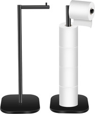 Toilet Paper Holder Stand Freestanding, Matte Black Toilet Paper Stand for Bathr