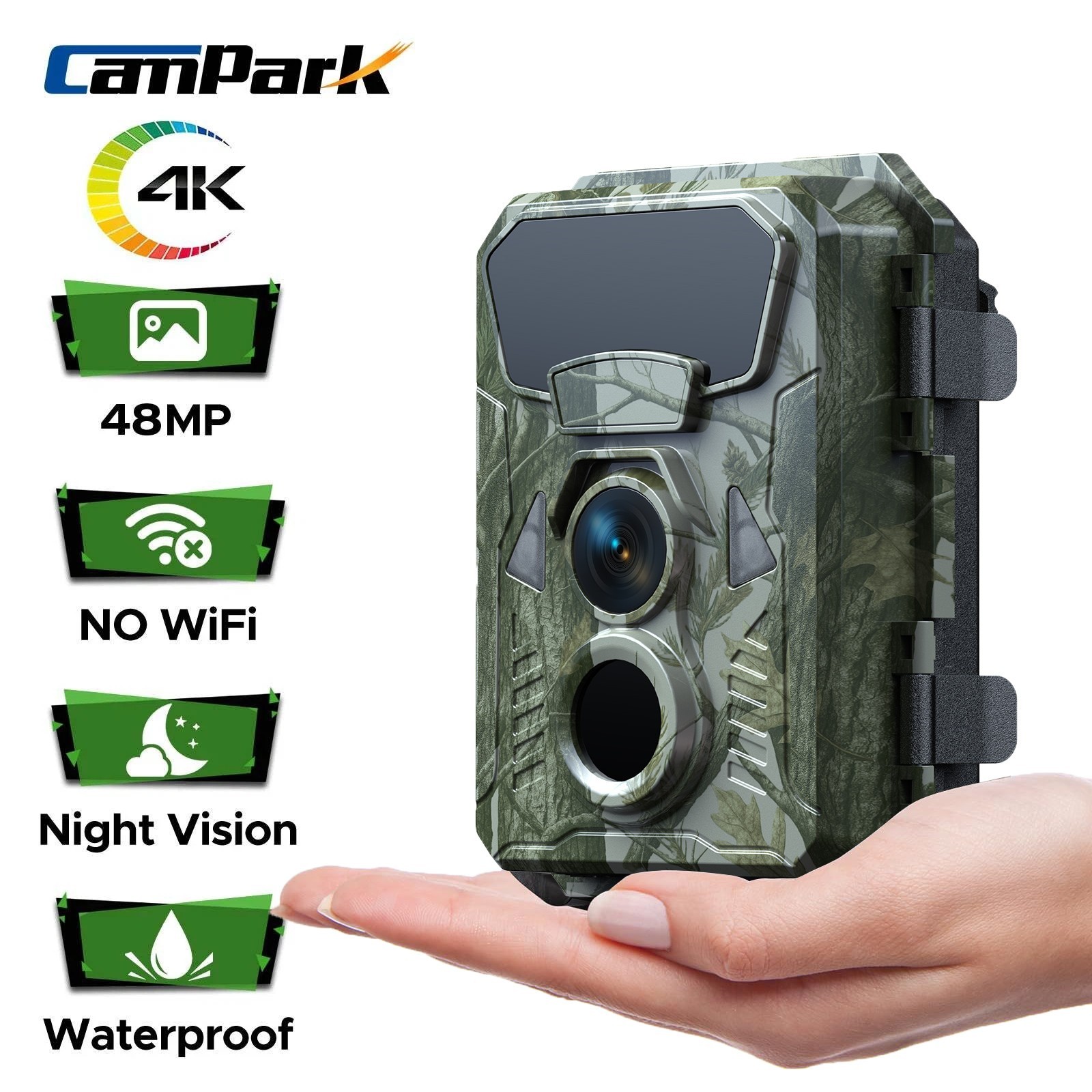 Campark 4K 48MP Wildlife Trail Camera Outdoor Hunting Game Camera Night Vision