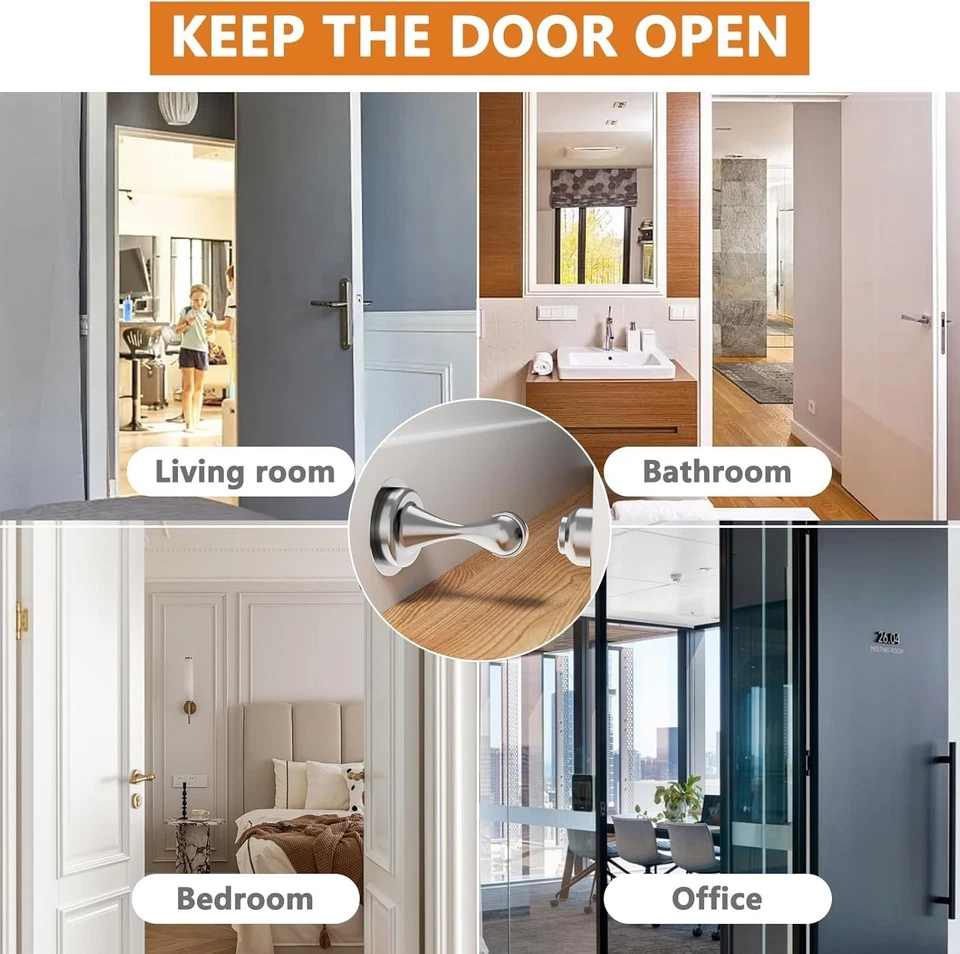 Compartir Tapón de puerta magnético - Paquete de 2 - Tapones de puerta de acero inoxidable para parte inferior Foto 3 de 4
