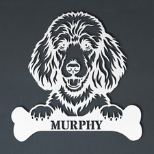 Personalized Poodle With Bone Name Metal Sign. Funny Custom Dog Wall Decor Gift