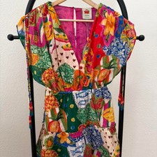 Farm Rio NEW Sunny Mix Beaded Details Mini Dress, Small