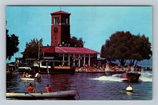 Lake Chautauqua NY-New York Miller Bell Tower College Club Boats Chrome Postcard