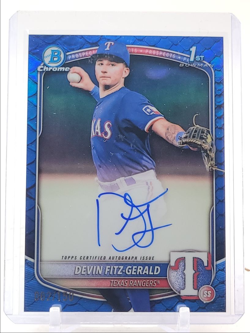 DEVIN FITZ-GERALD 2025 BOWMAN CHROME 1ST BLUE REPTILIAN AUTO /150 Q3967