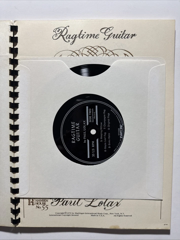 Guitarra Ragtime RARA Obras Seleccionadas de Scott Joplin Guitarra Solo 1975 con Disco Foto 2 de 4