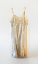 VTG Barbizon Full Slip Cream Off White Satin Size 12 Lace Accent Night Slinky