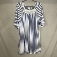 Naïf Blue White Striped Dress NWT Womens Medium Coastal Rayon Summer Resort