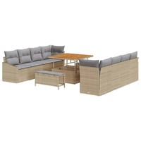 Garten Sofa Set Mit Kissen 11-Teilig Beige Hellgrau Sitzgruppe Balkon Terrasse
