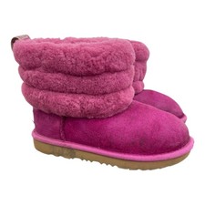 UGG FUCHSIA FLUFF MINI QUILTED SHEEPSKIN BOOTS, Size KID 13 FITS WOMEN
